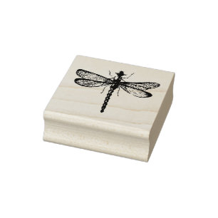 Carimbo De Borracha Dragonfly Wood Art Stamp