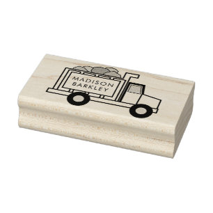 Carimbo De Borracha Dump Truck Boy's Cute Kid's Name