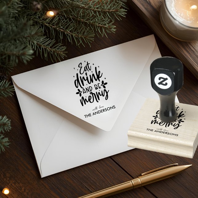 Carimbo De Borracha Eat Drink & Be Merry Custom Family (Criador carregado)