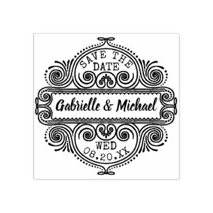 Carimbo De Borracha Economias Wedding o costume ornamentado do quadro