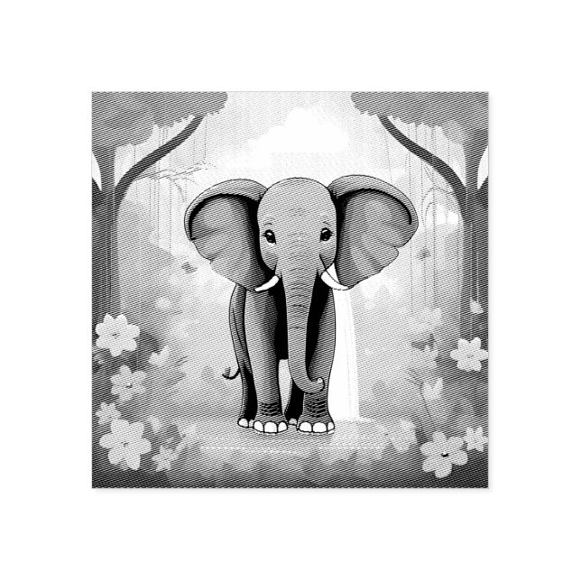 Carimbo De Borracha Elefante Balear Azul, (Impressão)