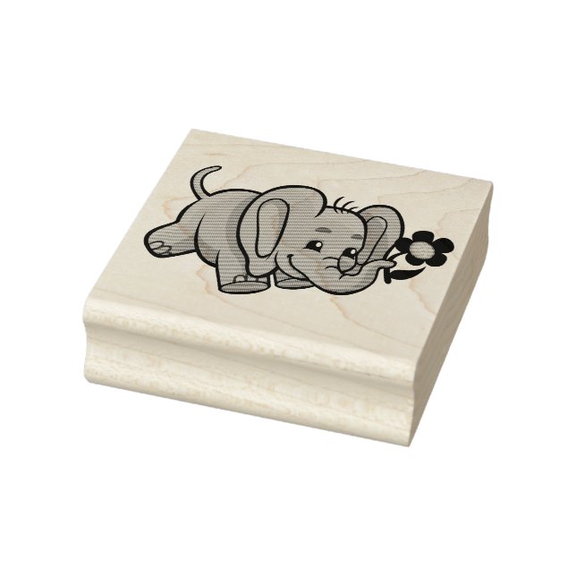 Carimbo De Borracha Elefante com Flor (Carimbo)