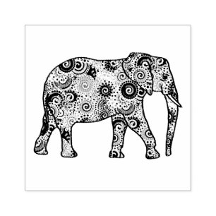 Carimbo De Borracha Elefante embelezado com espiral frontal