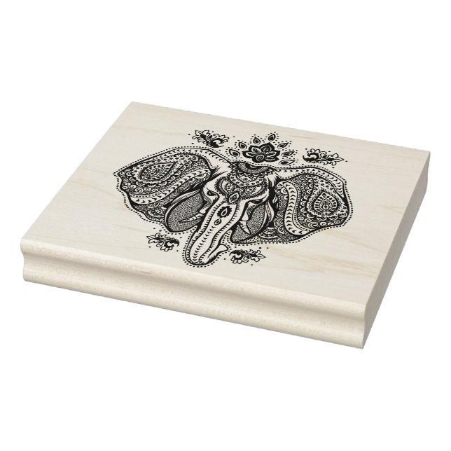 Carimbo De Borracha Elefante Indígena Inspirado (Carimbo)