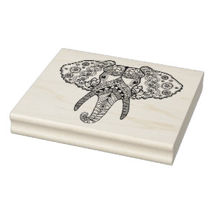 Carimbo De Borracha Elefante Inspirado Zentangle 2