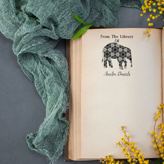 Carimbo De Borracha Elefante Personalizado Da Biblioteca De