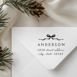 Carimbo De Borracha Elegant Christmas Bow Family Name Return Address