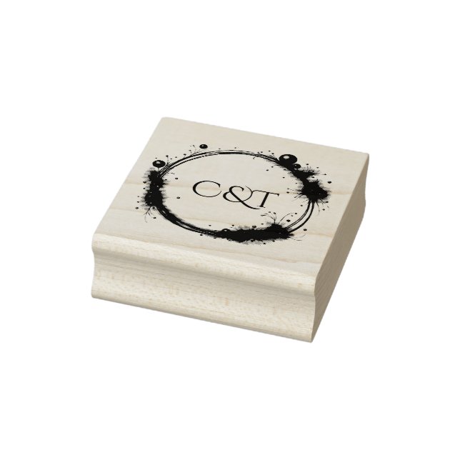 Carimbo De Borracha Elegant Peach Sparkle Wedding Script Calligraphy (Carimbo)