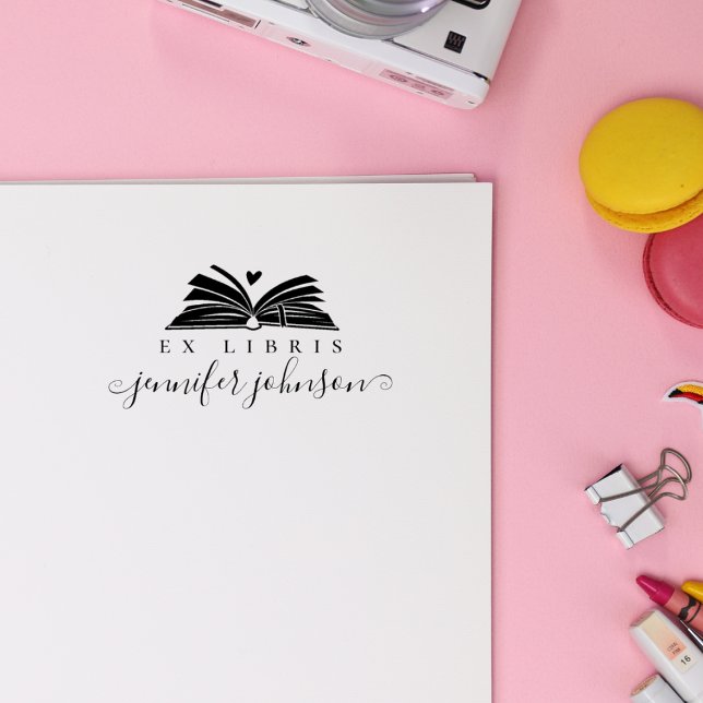 Carimbo De Borracha Elegant Script Library Book Ex Libris (Criador carregado)
