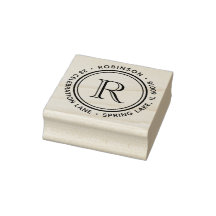 Elegant Simple Monogram Round Return Address