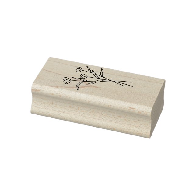 Carimbo De Borracha Elegant Wildflower Floral Bouquet Wood Art (Carimbo)