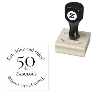 Carimbo De Borracha Elegante 50 e Fabuloso 50º Aniversário Negro