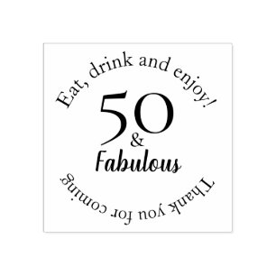 Carimbo De Borracha Elegante 50 e Fabuloso 50º Aniversário Negro