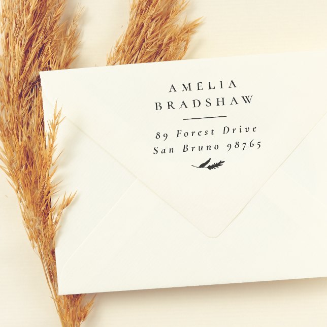 Carimbo De Borracha Elegante Boho Sprig Deixa Endereço De Retorno (Rubber Stamp Mock-up)