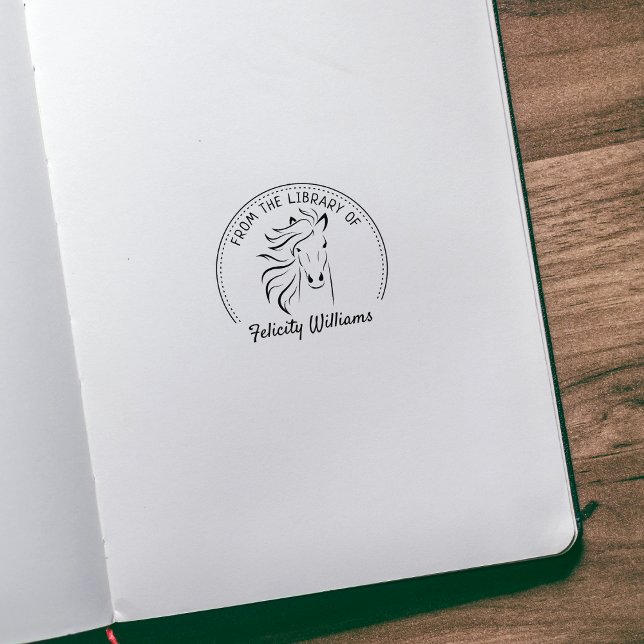 Carimbo De Borracha Elegante Da Biblioteca De, Livro De Cavalos (Criador carregado)