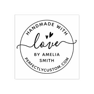 Carimbo De Borracha Elegante feito à mão com amor pelo seu nome borrac