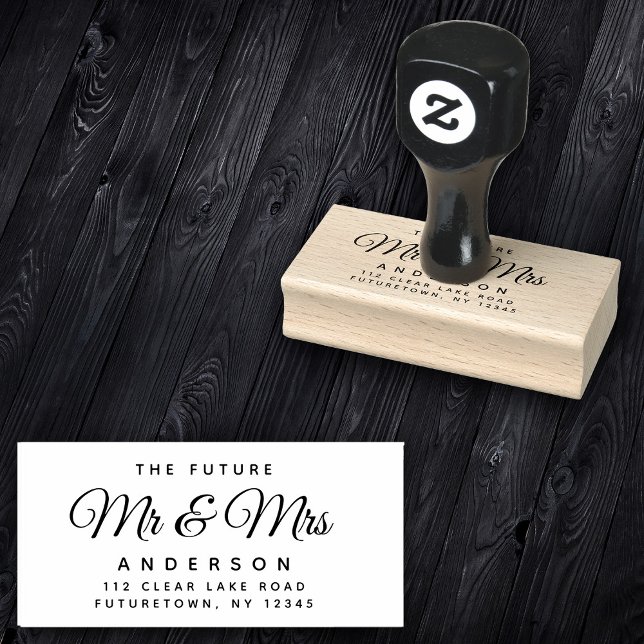 Carimbo De Borracha Elegante Future Mr e Mrs Return Address Script (Criador carregado)