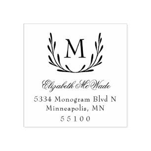 Carimbo De Borracha Elegante Laurel Wreath Return Address
