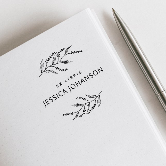 Carimbo De Borracha Elegante Lavanda Moderna Ex Libris Livro Botânico (Criador carregado)