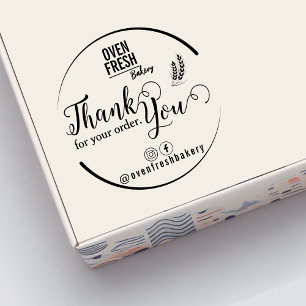 Carimbo De Borracha Elegante Obrigado Nome Comercial Bakery