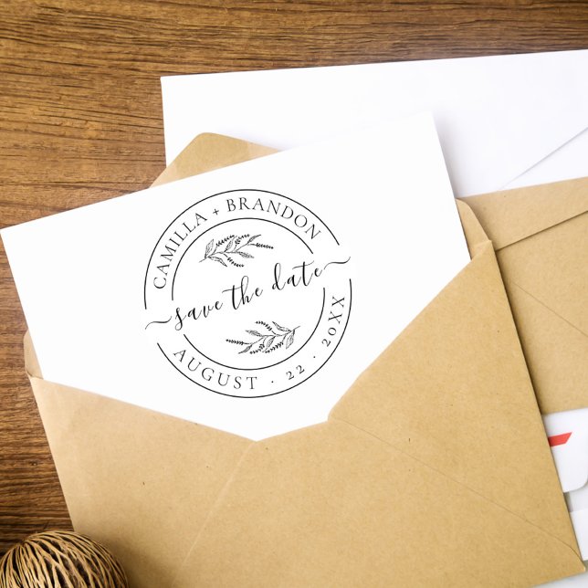 Carimbo De Borracha Elegante Ronda Floral Salvar a Data Casamento (Criador carregado)