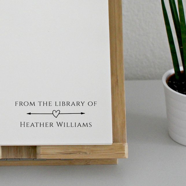 Carimbo De Borracha Elegante Simples Da Biblioteca De Nome Personaliza (Criador carregado)