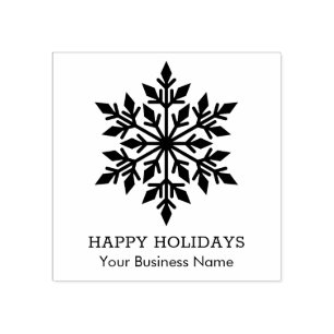 Carimbo De Borracha Elegante Snowflake Feliz Feriado Pequeno Negócio
