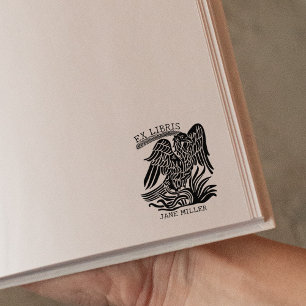 Carimbo De Borracha Elegante Vintage Phoenix ex Libris Book