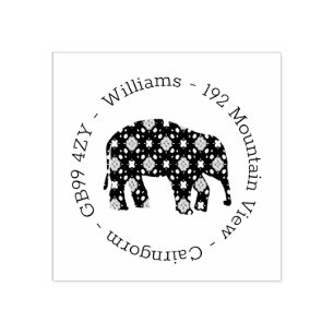 Carimbo De Borracha Elephant Address Rubber Stamp