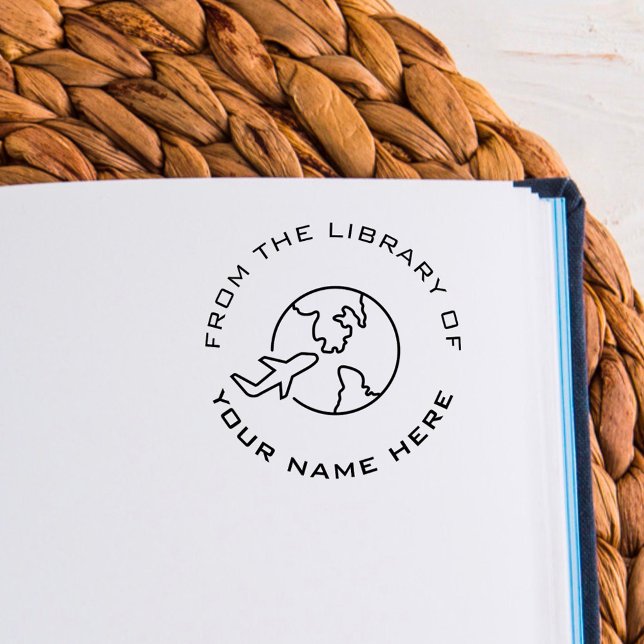 Carimbo De Borracha Embosser de Livro Personalizado | Avião de Viajant (Criador carregado)