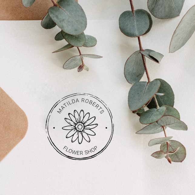 Carimbo De Borracha Empresa Personalizada de compro Flor Simples (Criador carregado)