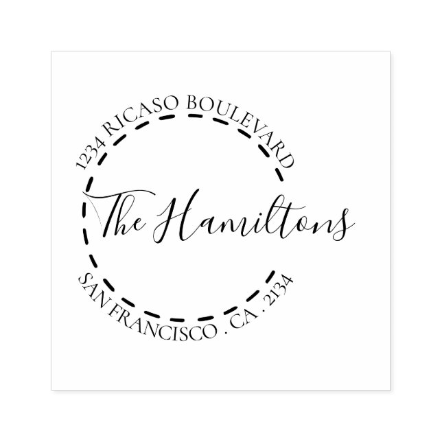Carimbo De Borracha Endereço Circular de Sobrenome Manuscrito Personal (Impressão)