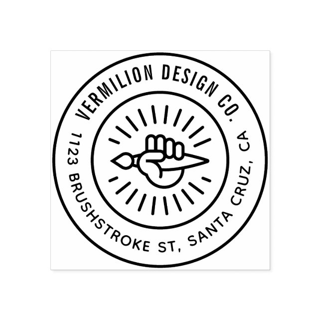 Carimbo De Borracha Endereço Comercial Personalizado de Pincel Moderno (Impressão)