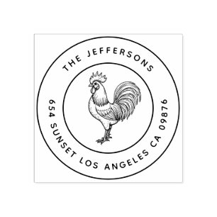 Carimbo De Borracha Endereço da família Chic Rooster Bold Barnyard