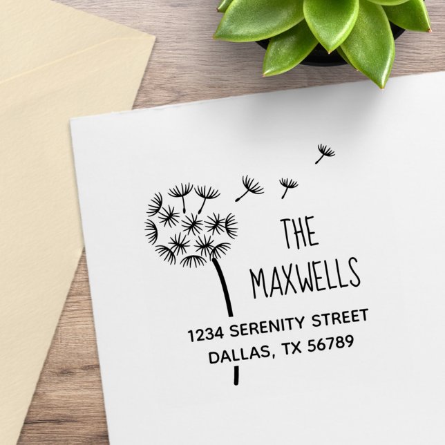 Carimbo De Borracha Endereço da Família de Paraquedas Flores Dandelion (Criador carregado)