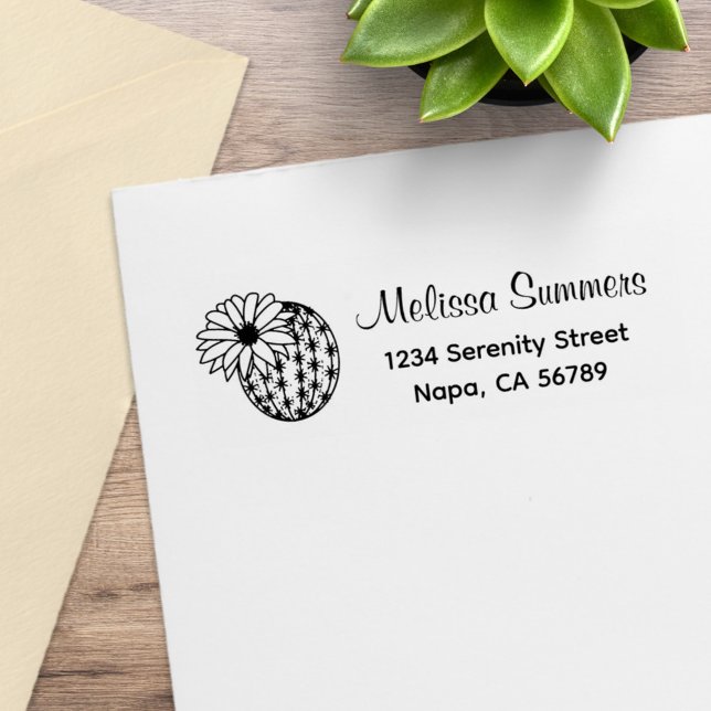 Carimbo De Borracha Endereço da Flor do Cactus (Criador carregado)