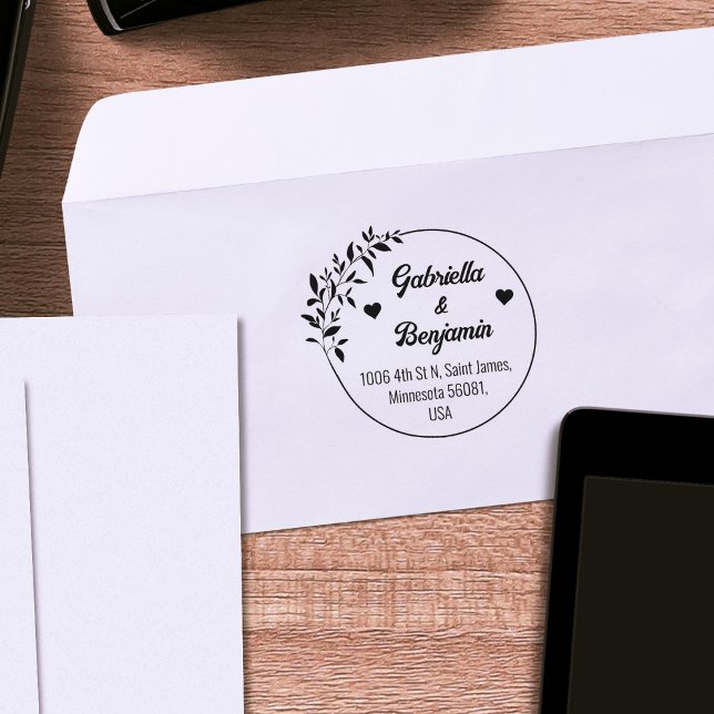 Carimbo De Borracha Endereço de casal, Casamento ou Família (Criador carregado)