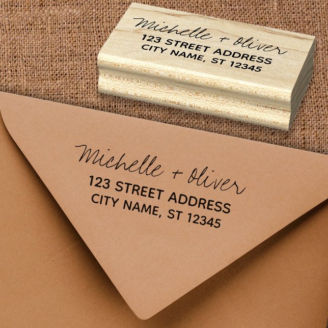 Carimbo De Borracha Endereço de Casal de Casamento de Nomes Personaliz (Criador carregado)