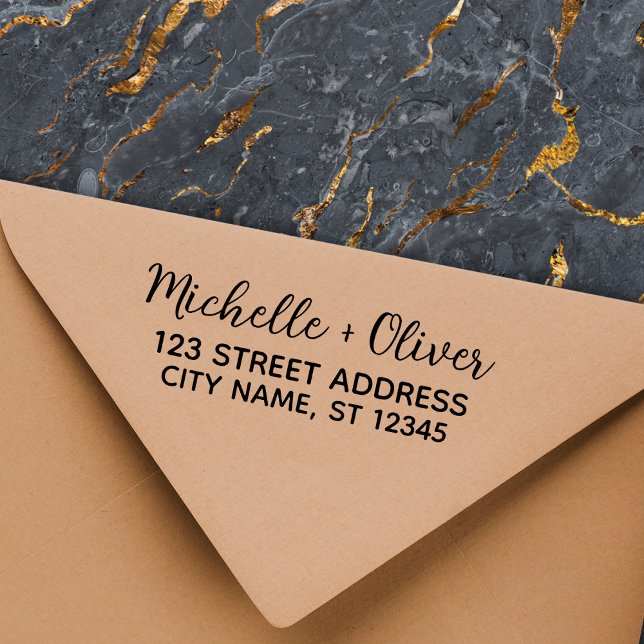 Carimbo De Borracha Endereço de Casal de Casamento de Nomes Personaliz (Criador carregado)