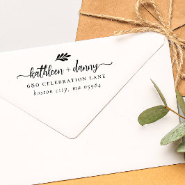 Carimbo De Borracha Endereço de Casamento de Casal da Simple Modern Gr