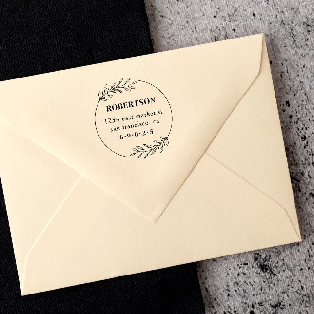 Carimbo De Borracha Endereço de Devolução Botânica Moderna desenhada à (Criador carregado)