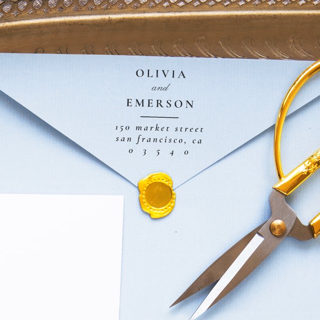 Carimbo De Borracha Endereço de Devolução Clássica de Nomes de Casamen (Stamp Mock-up)