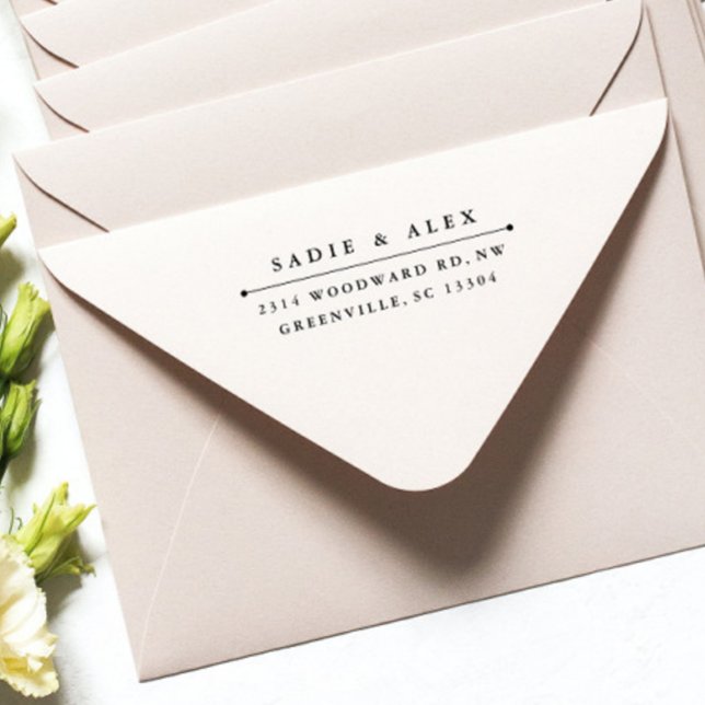 Carimbo De Borracha Endereço de devolução clássico (Simple Typography Couples Return Address Rubber Stamp)