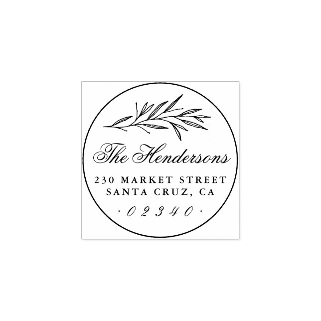 Carimbo De Borracha Endereço de Devolução Clássico do Nome da Família  (Impressão)