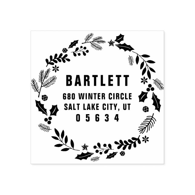 Carimbo De Borracha Endereço de devolução da camada de folhagem de fer (Impressão)