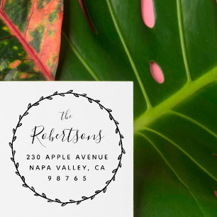 Carimbo De Borracha Endereço de devolução da coroa rustica simples e d