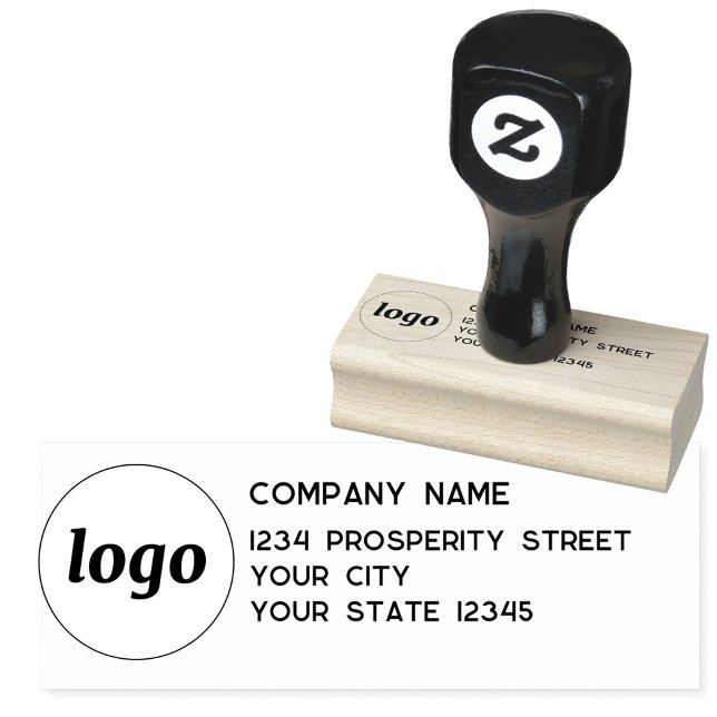 Carimbo De Borracha Endereço de devolução da empresa de logotipo simpl (Simple logo with custom text business branding promotional company return address rubber stamp)