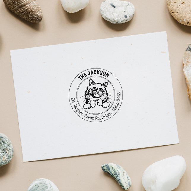 Carimbo De Borracha Endereço de devolução da família Birman Cat (Criador carregado)