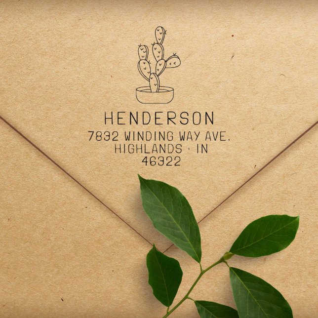 Carimbo De Borracha Endereço de devolução da família Cactus para escri (Criador carregado)