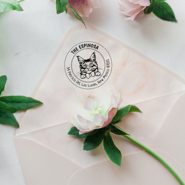 Carimbo De Borracha Endereço de devolução da família Cat Maine Coon (Criador carregado)